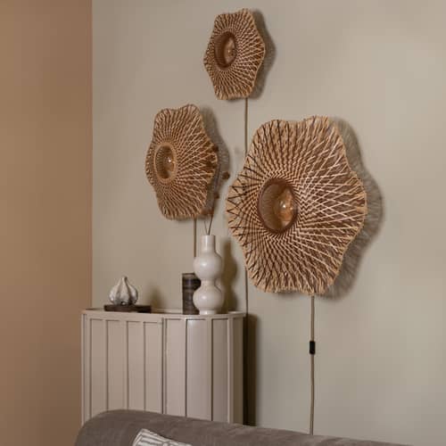 Applique avec prise Madura / Ø 87 cm - Bambou - GOOD&MOJO - / Ø 87 cm - Marron & naturel - Bambou, Fer