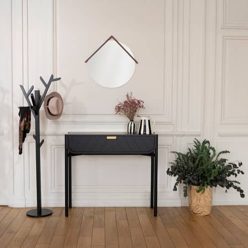 Attaccapanni in piedi Ambroise legno nero / H 158 cm - Rovere - Hartô - Nero - MDF rivestito in rovere tinto