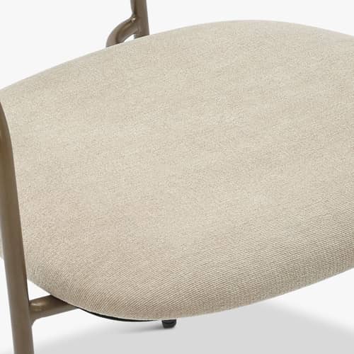 Sedia da pranzo imbottita Aya tessuto beige / Impilabili, set da 2 - NV GALLERY - Beige / Rame antiquato - Espanso, Ferro, Tessuto