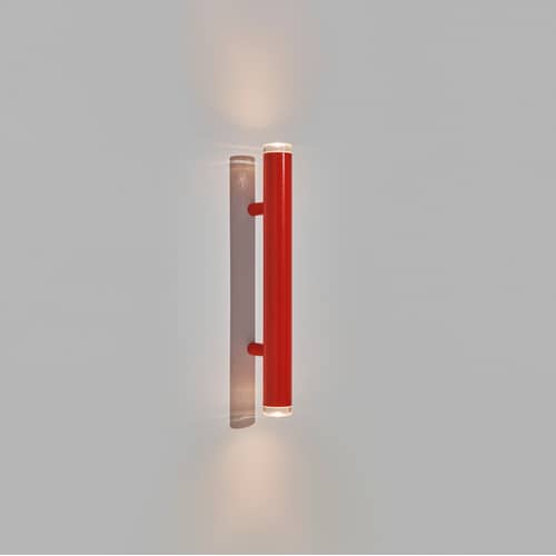 Bad-Wandlampe Pyl metall rot / L 75 cm - Petite Friture - Rot - bemalter Stahl, Pressglas