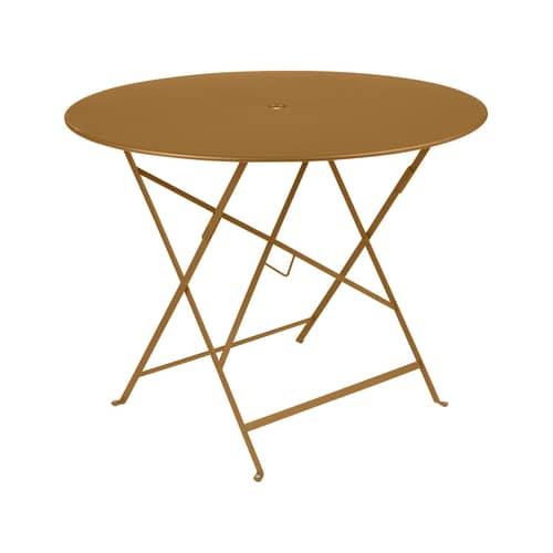 Tavolo pieghevole Bistro metallo giallo / Ø 96 cm - 5 persone / Foro ombrellone - Fermob - Pan di zenzero - Acciaio laccato