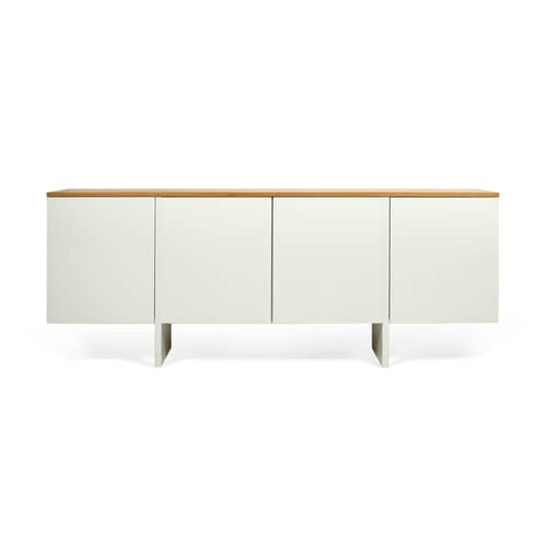 Buffet Edouard blanc bois naturel / L 200 x H 76 cm - POP UP HOME - Chêne / Blanc - Panneaux agglomérés