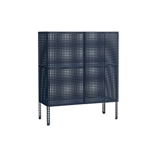 Buffet haut Perforated Cabinet Medium métal bleu / L 89 x H 106,5 cm - Hay - Bleu Acier - Acier thermolaqué