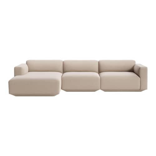Divano d\'angolo Develius E tessuto beige / 4 posti - L 309 cm / Dormeuse sinistra - &tradition - Beige (Tessuto Hallingdal 220) - Legno, Schiuma HR, Tessuto