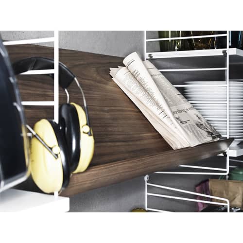 Etagère bois / Porte-revues & chaussures - L 78 x P 30 cm - String Furniture - Noyer - Aggloméré plaqué