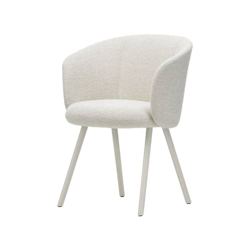 Fauteuil rembourré Mikado / Pieds métal - Vitra - Perle (tissu bouclé Nubia 01) / Métal Craie - Aluminium laqué, Mousse polyuréthane, Polypropylène recyclé, Tissu Nubia