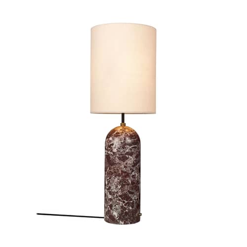 Gravity XL Floor lamp marble red / Ø 45 x H 135 cm - Gubi - Burgundy marble / Beige Lampshade - Cloth, Marble