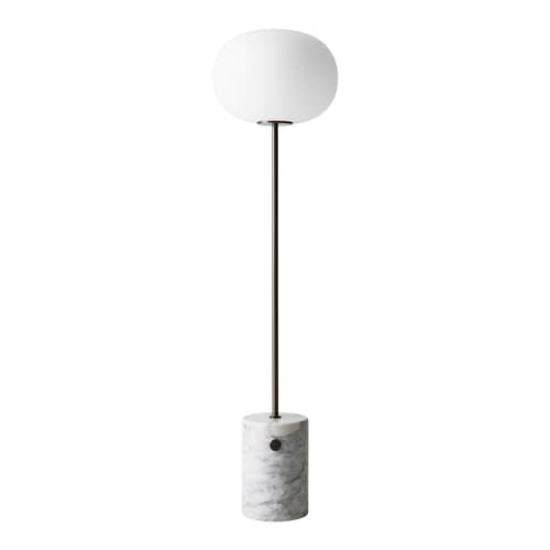 JWDA Floor lamp glass stone white / Marble & glass - Ø 39 x H 150 cm - Audo Copenhagen - Bronze / White marble - Brass, Carrare marble, Mouth blown glass