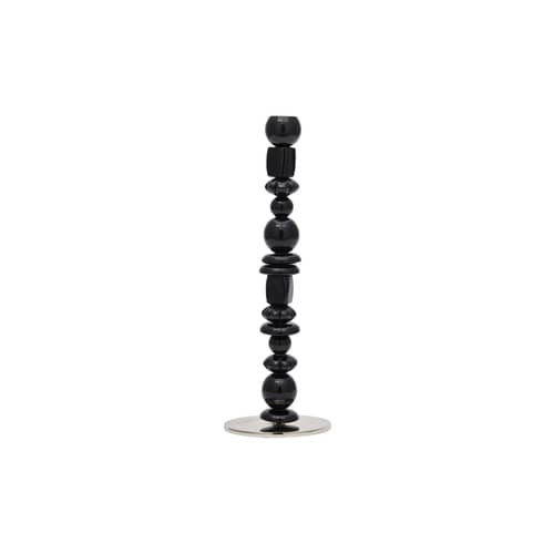 Kerzenleuchter Perles glas schwarz / Small - H 34 cm - POLSPOTTEN - Schwarz - Recyceltes Glas, rostfreier Stahl
