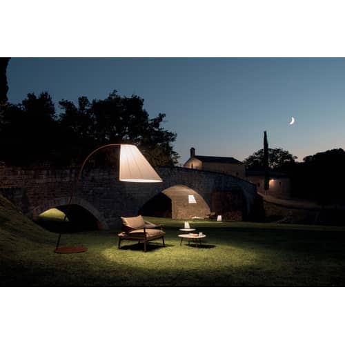 Lampada da esterno ricaricabile senza fili Cone LED Small materiale plastico tessuto bianco / H 22 cm - Emu - Plissettato - Materiale plastico, policarbonato, Tessuto sintetico