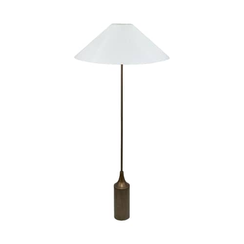 Lampadaire Kensington tissu beige / Ø 71 cm - NV GALLERY - Lin ivoire / Laiton antique - Fer, Lin