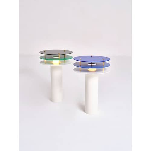 Lampe de table Variation métal vert / H 43 cm / Exclusivité - Axel Chay - Vert & blanc - Acier laqué, Laiton