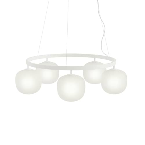 Rime Chandelier Pendant glass white / Ø 80 cm - Muuto - White - Mouth blown glass, Thermolacquered aluminium