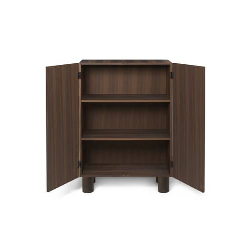 Rangement Post bois naturel / L 92 x H 134 cm -  Marqueterie faite main - Ferm Living - Rayé chêne foncé / clair - Contreplaqué de chêne