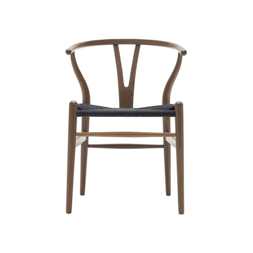 Sedia CH24 - Wishbone Chair legno naturale / Hans J. Wegner, 1950 - Corda di carta - CARL HANSEN & SON - Rovere affumicato oliato FSC / Corda nera - , Rovere massello affumicato e oliato certificato FSC