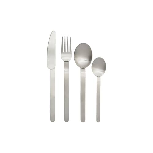 Set de couverts Stelo métal / 4 pièces - Ferm Living - Acier brossé - Acier inoxydable brossé