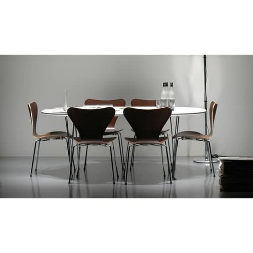 Stapelbarer Stuhl Série 7 holz weiß Esche - Fritz Hansen - Weiß gefärbte Esche - Esche, Stahl