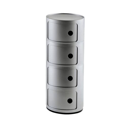 Componibili Storage plastic material grey silver 4 drawers - H 77 cm - Kartell - Silver - ABS