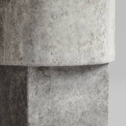 Table d\'appoint Column / Ø 25 x H 50 cm - Travertin - 101 COPENHAGEN - Gris (Travertin) - Travertin