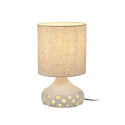 Oya 01 Table lamp textile ceramic beige / Sandstone & fabric - Ø 25 x H 42 cm - Serax - Beige fabric / beige - Fabric, Sandstone