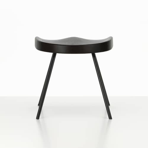 Tabouret N° 307 bois naturel / Jean Prouvé, 1951 - Vitra - Chêne foncé / Noir - Acier, Chêne massif teinté