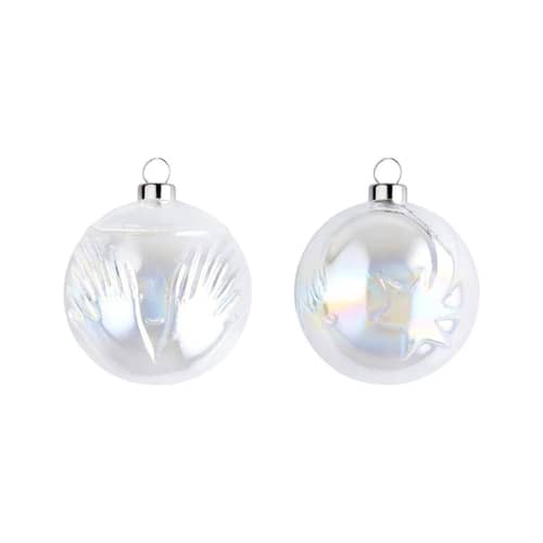 Weihnachtskugel Angioletto e Stella cometa glas weiß / Set von 2 - Ø 6 cm - Alessi - Irisblau, irisierend Weiß - geblasenes Glas
