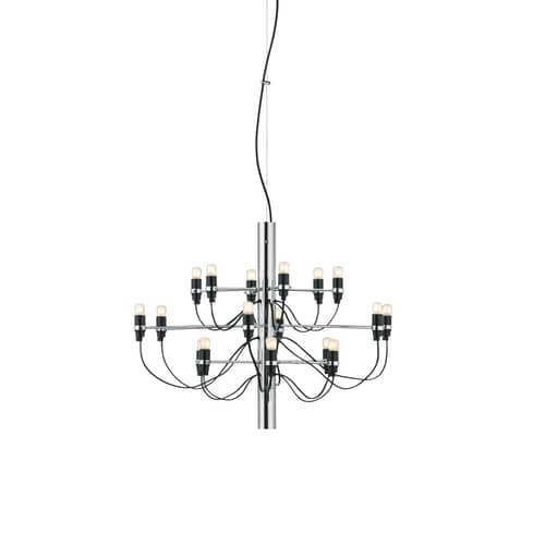 Sospensione 2097 grigio argento metallo / 18 lampadine smerigliate INCLUSE - Ø 69 cm - Flos - Cromo / Lampadine smerigliate - Ferro
