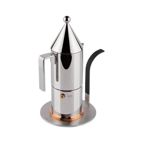Accessoire  métal argent pour cafetière / Adaptateur à induction Little Helper - Alessi - Acier / Poignée noire - Acier inoxydable, Silicone