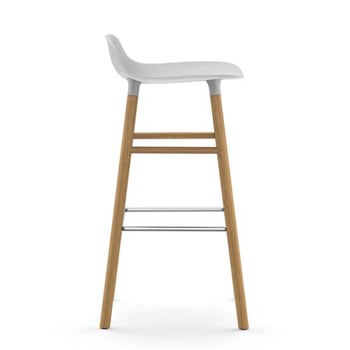 Barhocker Form plastikmaterial weiß / H 75 cm - Stuhlbeine Eiche - Normann Copenhagen - Weiß / Eiche - Eiche, Polypropylen