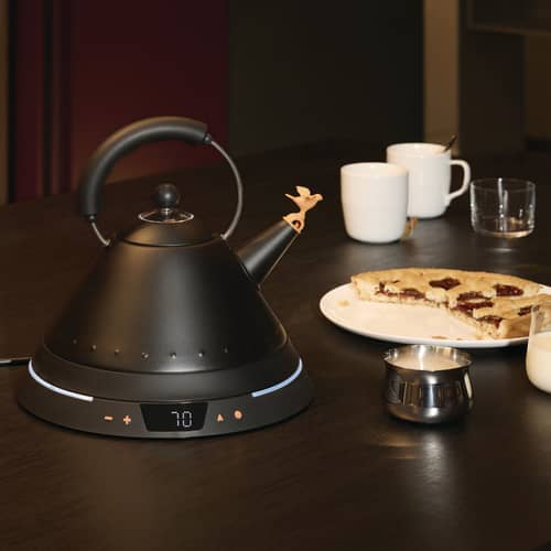 Bollitore elettrico Oisillon metallo nero / T° Control - 1,5 L - Alessi - Nero opaco - Acciaio inox verniciato colorato, Resina termoplastica