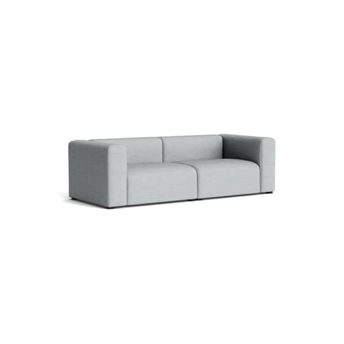 Canapé droit UK Mags n°1 tissu gris / 2,5 places - L 228 cm / Version UK - Hay - Gris (Tissu Remix 3) - Bois, Mousse polyuréthane HR, Ressorts, Tissu