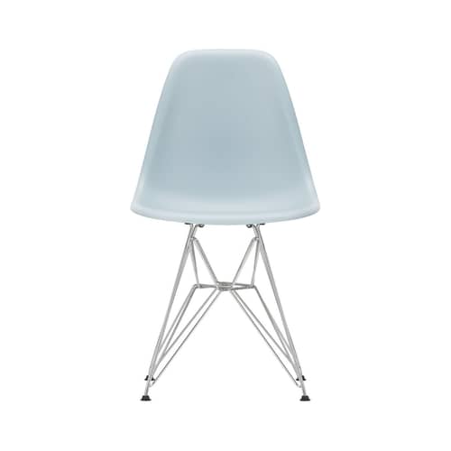 RE DSR - Eames Plastic Side Chair Chair plastic material blue / (1950) - Chrome legs / Recycled - Vitra - Bluish grey / Chrome legs - Chromed steel, Post-consumer recycled plastic