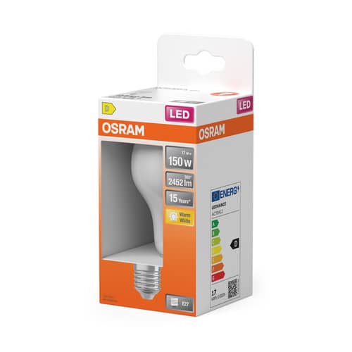 LED-Glühbirne E27 Classique A70 glas weiß Frosted / 17W (= 150W) - Warmweiß - Osram - 150W (17W LED) / Mattiert - Glas