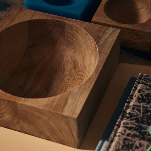 Centrotavola Cube legno naturale / 22 x 22 cm - Teck - HK LIVING - 22 x 22 cm - Teak massello