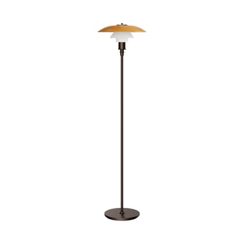 PH PH 3½-2½ Floor lamp glass orange Centenary Edition - Louis Poulsen - Amber & White / Burnished brass - Burnished brass, Mouth blown glass