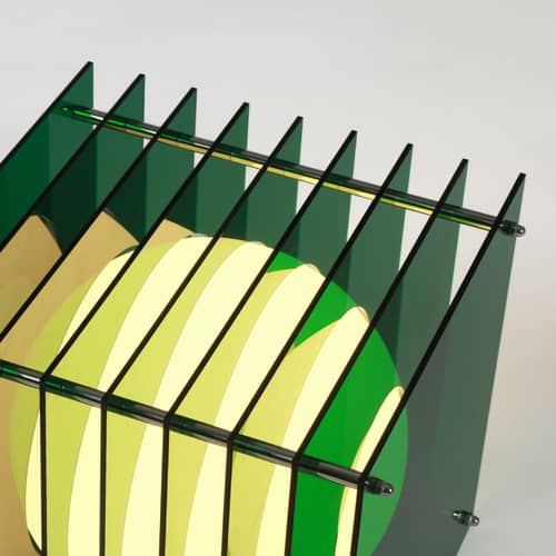 Lampada da tavolo Lop Big Square materiale plastico verde / Vincitore del premio Archiproducts Design - BANG - Verde - Acrilico, Inox, Vetro