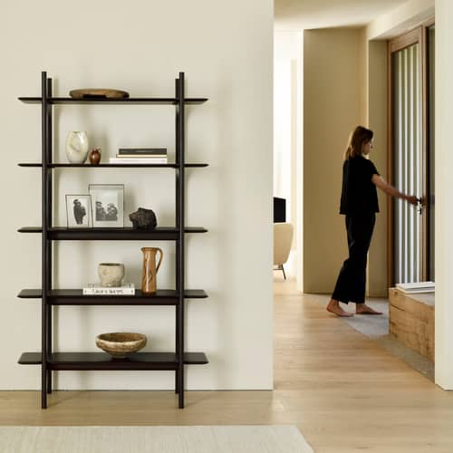 Libreria PI legno marrone / L 110 x H 187 cm - Ethnicraft - Marrone scuro Mogano - Mogano massiccio tinto
