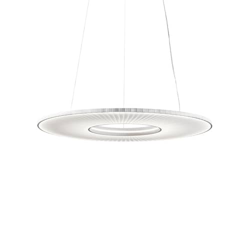 Pendelleuchte Iris Horizontal textil weiß / LED - Ø 80 cm - Dix Heures Dix - Ø 80 cm / Weißer Stoff - Aluminium, Plissiertes Acrylgewebe