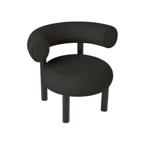 Poltrona imbottita Fat Lounge tessuto nero / Tessuto Hallingdal - Tom Dixon - Nero (tessuto Hallingdal) - Acciaio laccato, Schiuma modellata, Tessuto Hallingdal