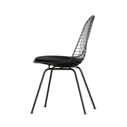 Sedia Wire Chair DKX metallo tessuto nero / imbottita - By Charles & Ray Eames, 1951 - Vitra - Tessuto grigio scuro (Hopsak) / Struttura nera - Acciaio laccato epossidico, Schiuma di poliuretano, Tessuto