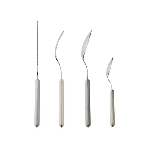 Set de couverts Marstal métal gris / 8 pièces (2 personnes) - BROSTE COPENHAGEN - Tons gris - Acier inoxydable, Plastique