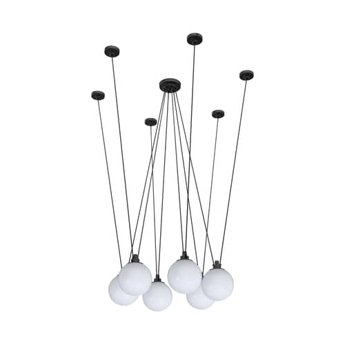 Sospensione Acrobate N°326 / Lampade Gras - 6 paralumi vetro Ø 25 cm - DCW edizioni - Bianco - Vetro