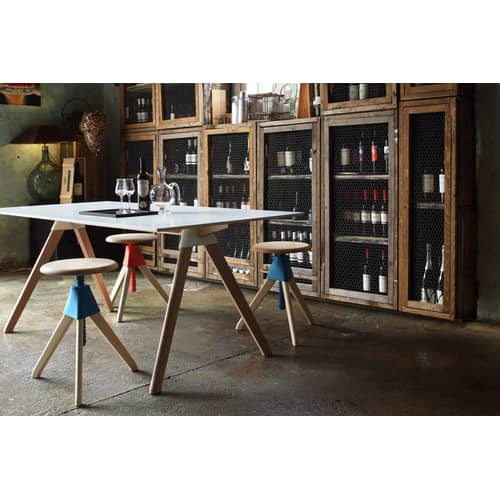 Table rectangulaire Butch - The Wild Bunch / 129 x 75 cm - HPL - Magis - Blanc / Pieds bois naturel - Hêtre massif, Polypropylène, Stratifié HPL