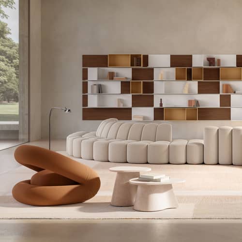 Tavolino Fossil Small pietra bianco / 45 x 64 x H 32 cm - MDF Italia - H 32 cm / Cemento bianco caldo - Calcestruzzo alleggerito