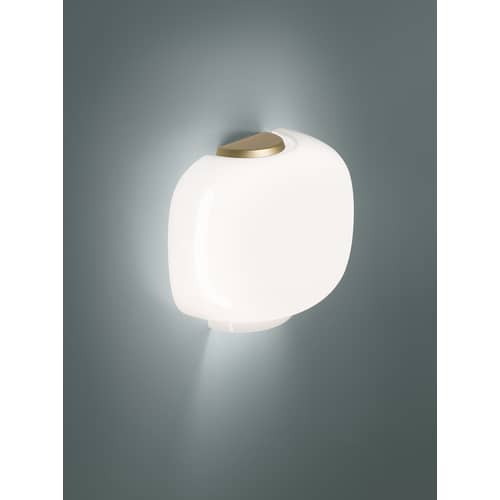 Wandleuchte Chouchin 3 Semi glas gold / B 30 x H 25 cm - Foscarini - Weiß / Gold-Rahmen - Lackiertes geblasenes Glas, lackiertes Metall