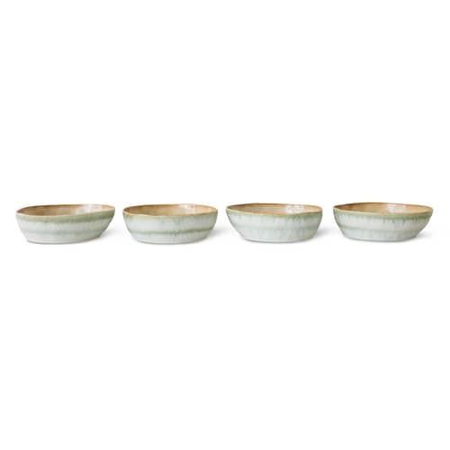 Piatto fondo 70s ceramics ceramica verde / Ciotola per pasta - Set di 2 / Ø 18,7 x H 5,2 cm - HK LIVING - Petalo - Gres smaltato