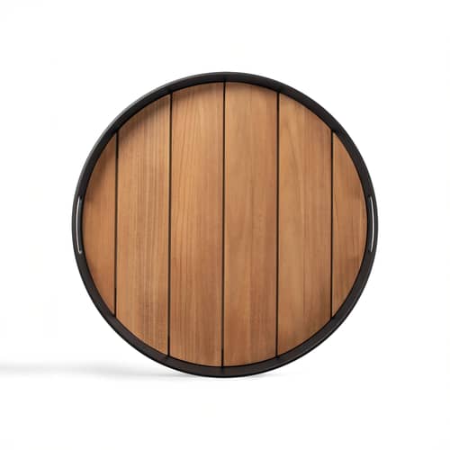 Accessorio  legno naturale / Piano/vassoio rimovibile per il tavolino Core Small - Ø 48 cm - Ethnicraft - Ø 48 cm / Teck - Alluminio termolaccato, Teck