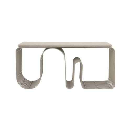 Banc Curva métal beige / Etagère - L 100 cm - AYTM - Taupe - Acier