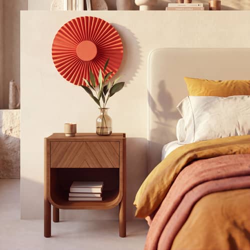Marius Bedside table wood brown / Drawer - Hartô - Brown-tinted oak - MDF veneer tinted oak, Tinted oak wood