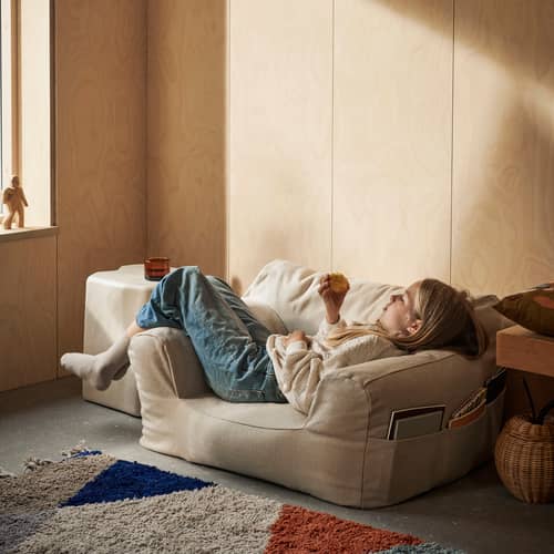 Pouf enfant Billow - Ferm Living - Blanc cassé - Coton biologique, Thermoball